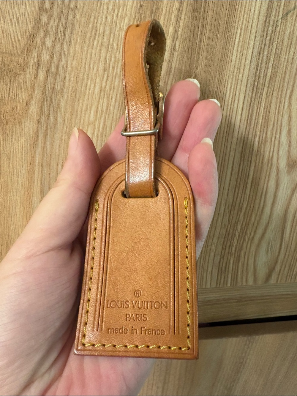 Auth Louis Vuitton small Luggage Tag Leather Vintage